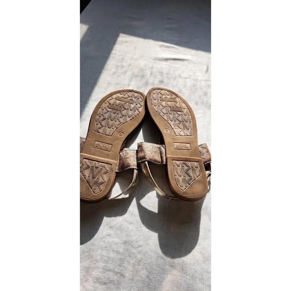 Michael Kors Size Big Girls Size 5 Sandals Tan & Gold Bentley 2